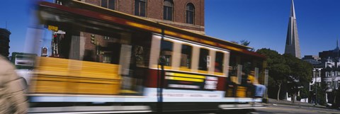 Framed Cable car moving on a street, San Francisco, California, USA Print