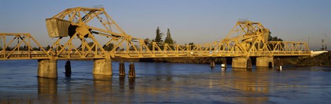 Framed Drawbridge across a river, The Sacramento-San Joaquin River Delta, California, USA Print