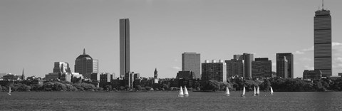 Framed MIT Sailboats, Charles River, Boston, Massachusetts, USA Print