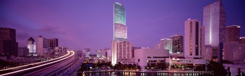 Framed City In The Dusk, Miami, Florida, USA Print