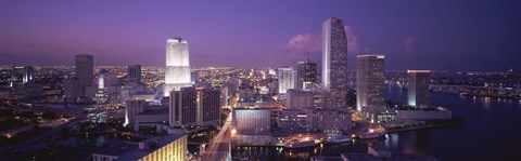 Framed High Angle View Of A City, Miami, Florida, USA Print