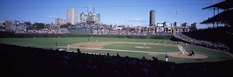 Framed Baseball match in progress, Wrigley Field, Chicago, Cook County, Illinois, USA Print