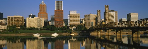 Framed Buildings at the waterfront, Portland, Oregon Print