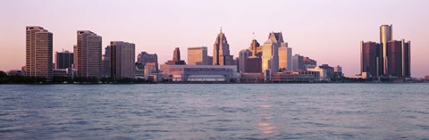 Framed Detroit Skyline with Water Print