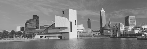 Framed Buildings at the waterfront, Rock And Roll Hall of Fame, Cleveland, Ohio, USA Print