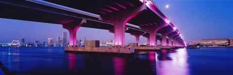 Framed MacArthur Causeway Biscayne Bay Miami FL USA Print