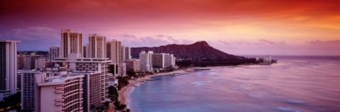 Framed Sunset Honolulu Oahu HI USA Print