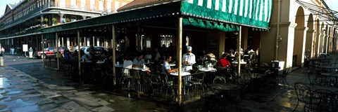Framed Tourists at a coffee shop, Cafe Du Monde, Decatur Street, French Quarter, New Orleans, Louisiana, USA Print