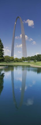 Framed Reflection of an arch structure in a river, Gateway Arch, St. Louis, Missouri, USA Print