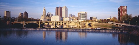 Framed Bridge across a river, Scioto River, Columbus, Ohio, USA Print