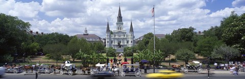 Framed Cathedral at the roadside, St. Louis Cathedral, Jackson Square, French Quarter, New Orleans, Louisiana, USA Print