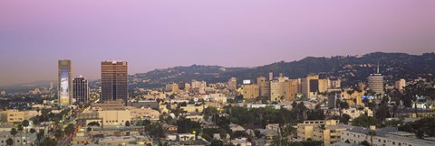Framed High angle view of a cityscape, Hollywood Hills, City of Los Angeles, California, USA Print