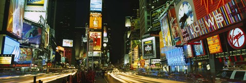 Framed Neon boards in a city lit up at night, Times Square, New York City, New York State, USA Print