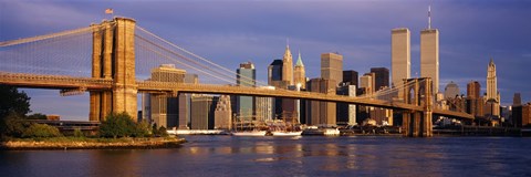 Framed Bridge over a river, Brooklyn Bridge, Manhattan, New York City, New York State, USA Print