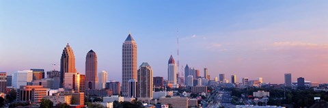 Framed Twilight, Skyline, Atlanta, Georgia, USA Print