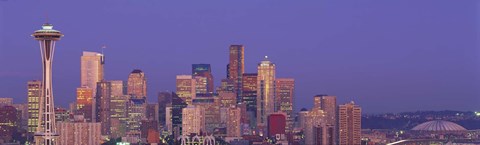 Framed USA, Washington, Seattle, cityscape at twilight Print