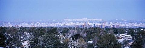 Framed Denver Skyline with Mountains Print