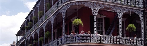 Framed People sitting in a balcony, French Quarter, New Orleans, Louisiana, USA Print