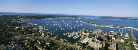 Framed Aerial view of a harbor, Newport Harbor, Newport, Rhode Island, USA Print