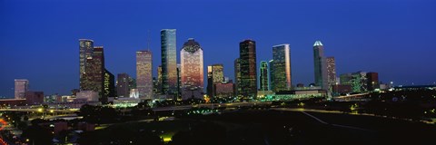 Framed Houston, Texas Skyline at Night Print