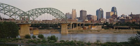 Framed Bridge across the river, Kansas City, Missouri, USA Print