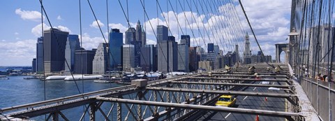 Framed Traffic on a bridge, Brooklyn Bridge, Manhattan, New York City, New York State Print