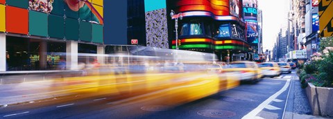 Framed Yellow Cabs in Times Square, NYC Print