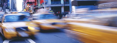 Framed Yellow taxis on the road, Times Square, Manhattan, New York City, New York State, USA Print