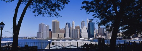 Framed Skyscrapers on the waterfront in Manhattan, New York City Print