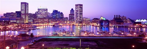 Framed Inner Harbor, Baltimore, Maryland at Night Print