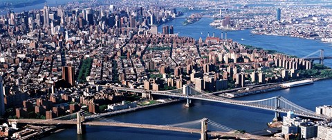 Framed Brooklyn Bridge and Manhatten Print