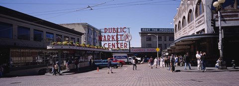 Framed Group of people in a market, Pike Place Market, Seattle, Washington State, USA Print