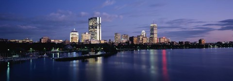 Framed Buildings On The Waterfront At Dusk, Boston, Massachusetts, USA Print