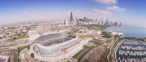 Framed Aerial view of a stadium, Soldier Field, Chicago, Illinois Print