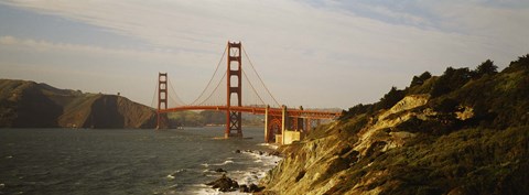 Framed Bridge over a bay, Golden Gate Bridge, San Francisco, California Print