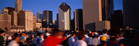 Framed Group of people running a marathon, Chicago, Illinois, USA Print