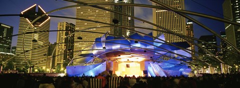 Framed USA, Illinois, Chicago, Millennium Park, Pritzker Pavilion, Spectators watching the show Print