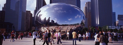Framed USA, Illinois, Chicago, Millennium Park, SBC Plaza, Tourists walking in the park Print
