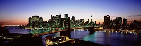 Framed High Angle View Of Brooklyn Bridge, NYC, New York City, New York State, USA Print