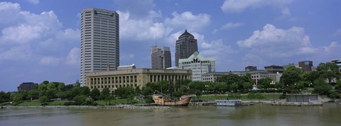 Framed Columbus, Ohio on a Cloudy day Print