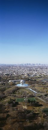 Framed Aerial View Of Worlds Fair Globe, From Queens Looking Towards Manhattan, NYC, New York City, New York State, USA Print