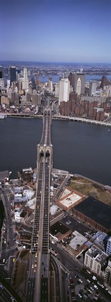 Framed Aerial View Of A Bridge, Brooklyn Bridge, Manhattan, NYC, New York City, New York State, USA Print