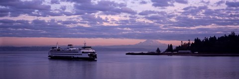 Framed Ferry in the sea, Bainbridge Island, Seattle, Washington State Print