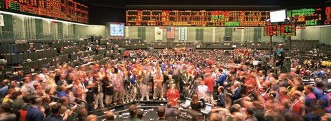 Framed Large group of people on the trading floor, Chicago Board of Trade, Chicago, Illinois, USA Print