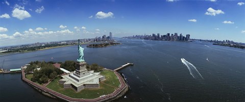 Framed Aerial View of the Statue of Liberty, New York City Print