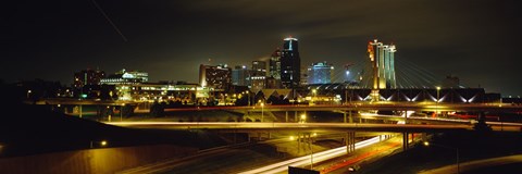 Framed Buildings Lit Up At Night, Kansas City, Missouri, USA Print