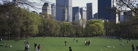 Framed Group of people in a park, Central Park, Manhattan, New York City, New York State, USA Print