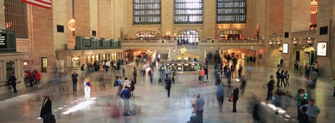 Framed Passengers At A Railroad Station, Grand Central Station, Manhattan, NYC, New York City, New York State, USA Print