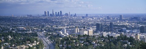 Framed Aerial view of a city, Los Angeles, California, USA Print