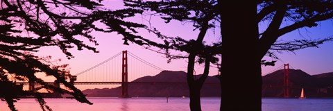 Framed Suspension Bridge Over Water, Golden Gate Bridge, San Francisco, California, USA Print